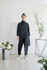 Etherea Summer COTTON KIMONO BOMBER BLACK