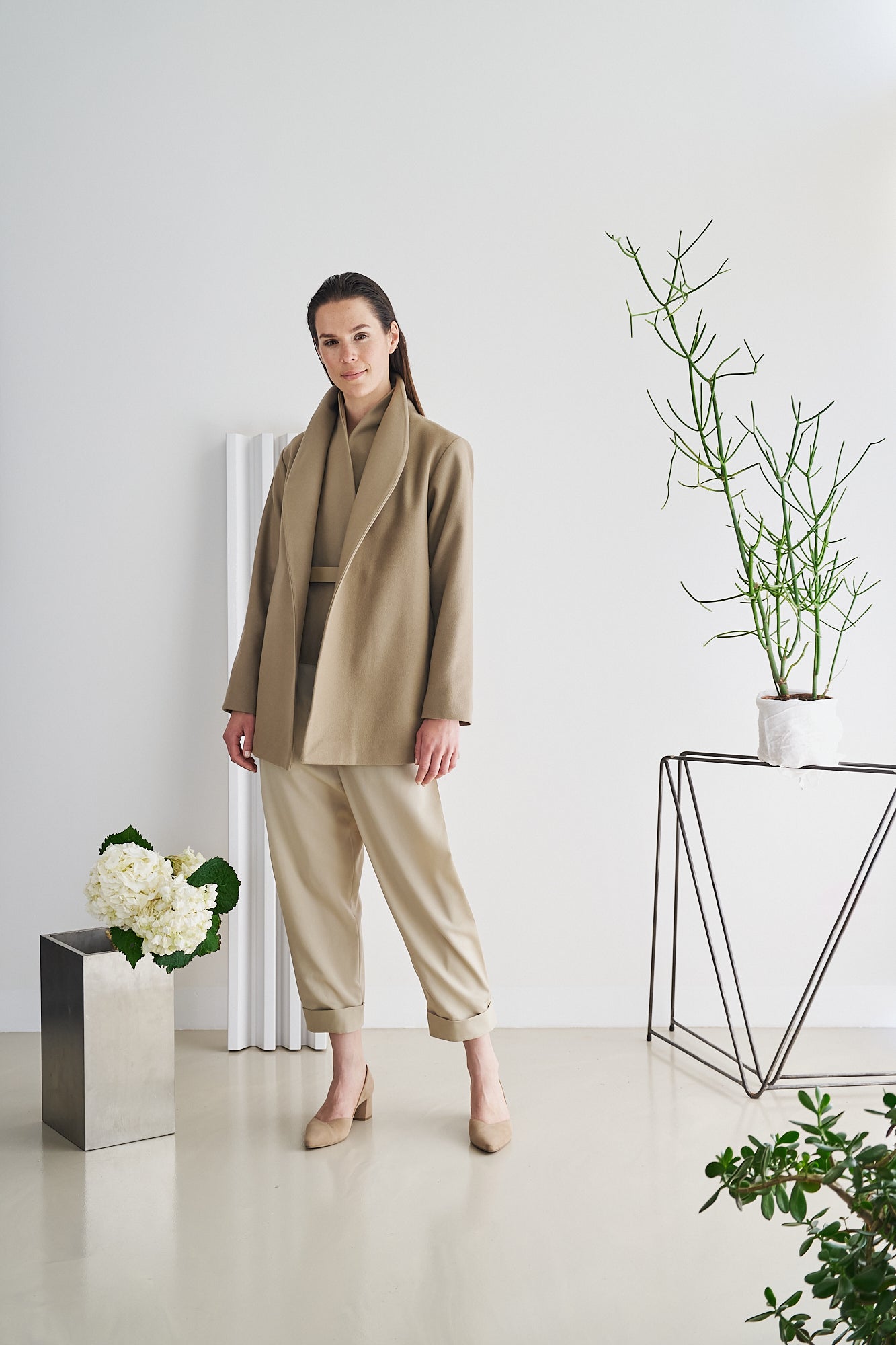 Etherea Summer WOOL WRAP BLAZER TAUPE