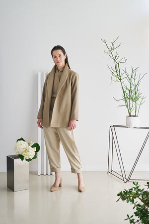 Etherea Summer WOOL WRAP BLAZER TAUPE