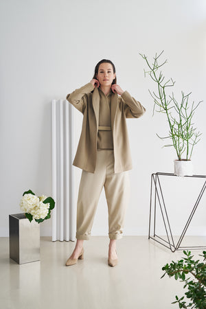 Etherea Summer WOOL WRAP BLAZER TAUPE