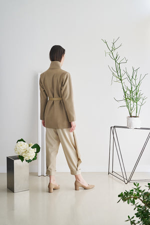 Etherea Summer WOOL WRAP BLAZER TAUPE