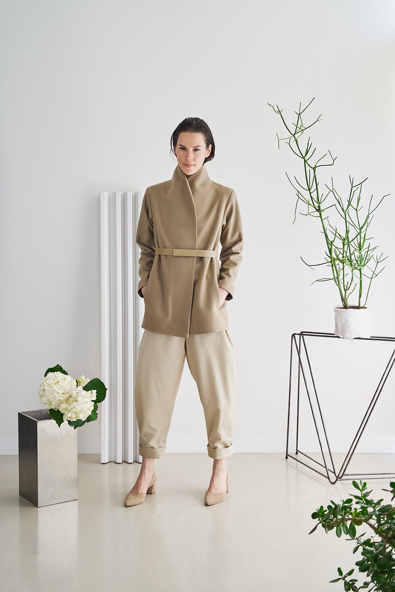 Etherea Summer WOOL WRAP BLAZER TAUPE