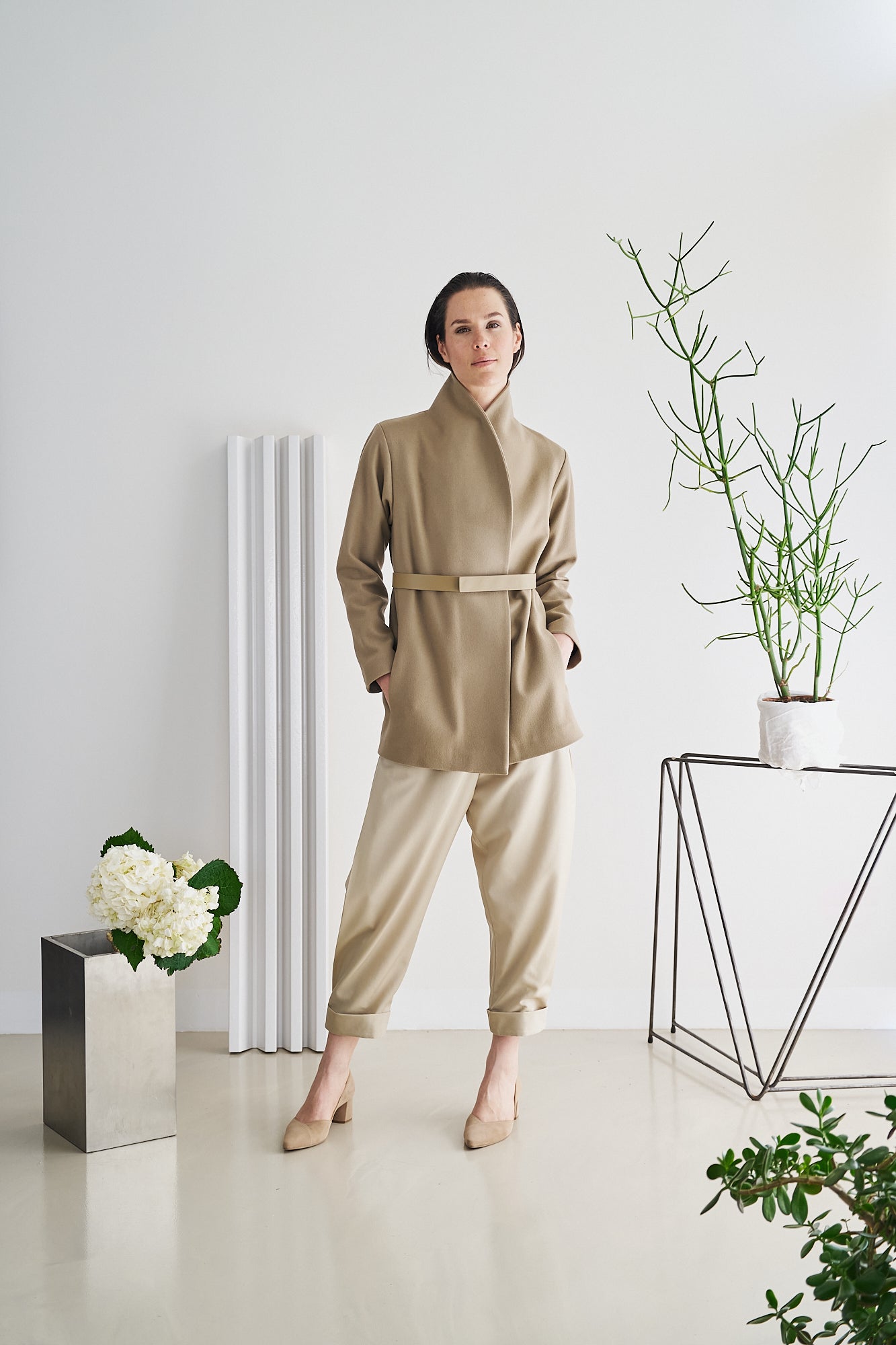 Etherea Summer WOOL WRAP BLAZER TAUPE