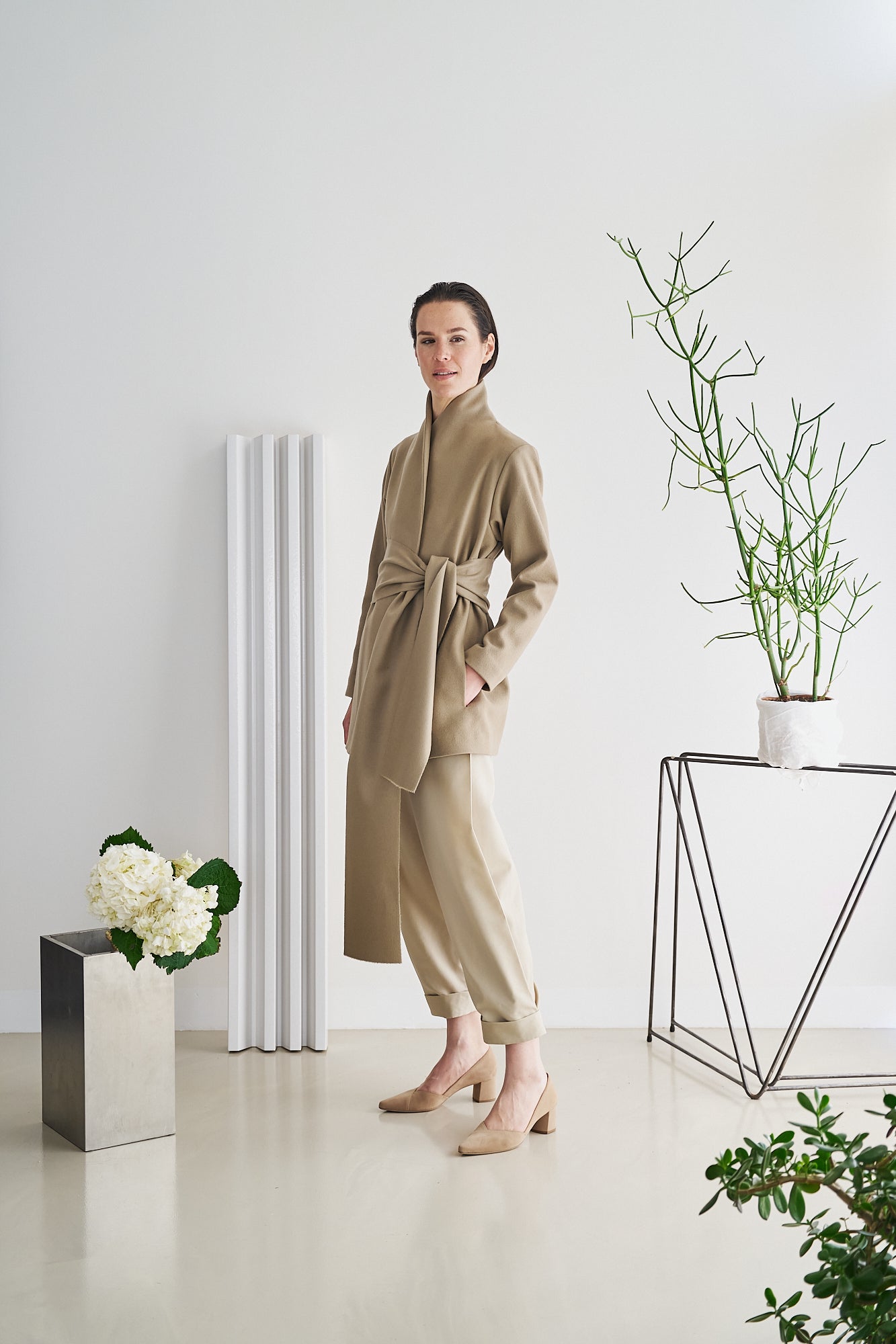 Etherea Summer WOOL WRAP BLAZER TAUPE