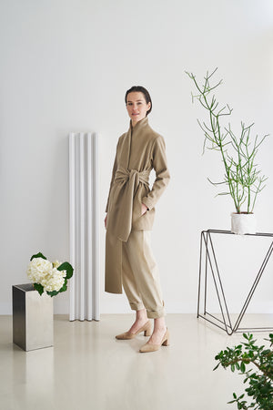 Etherea Summer WOOL WRAP BLAZER TAUPE