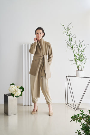 Etherea Summer WOOL WRAP BLAZER TAUPE