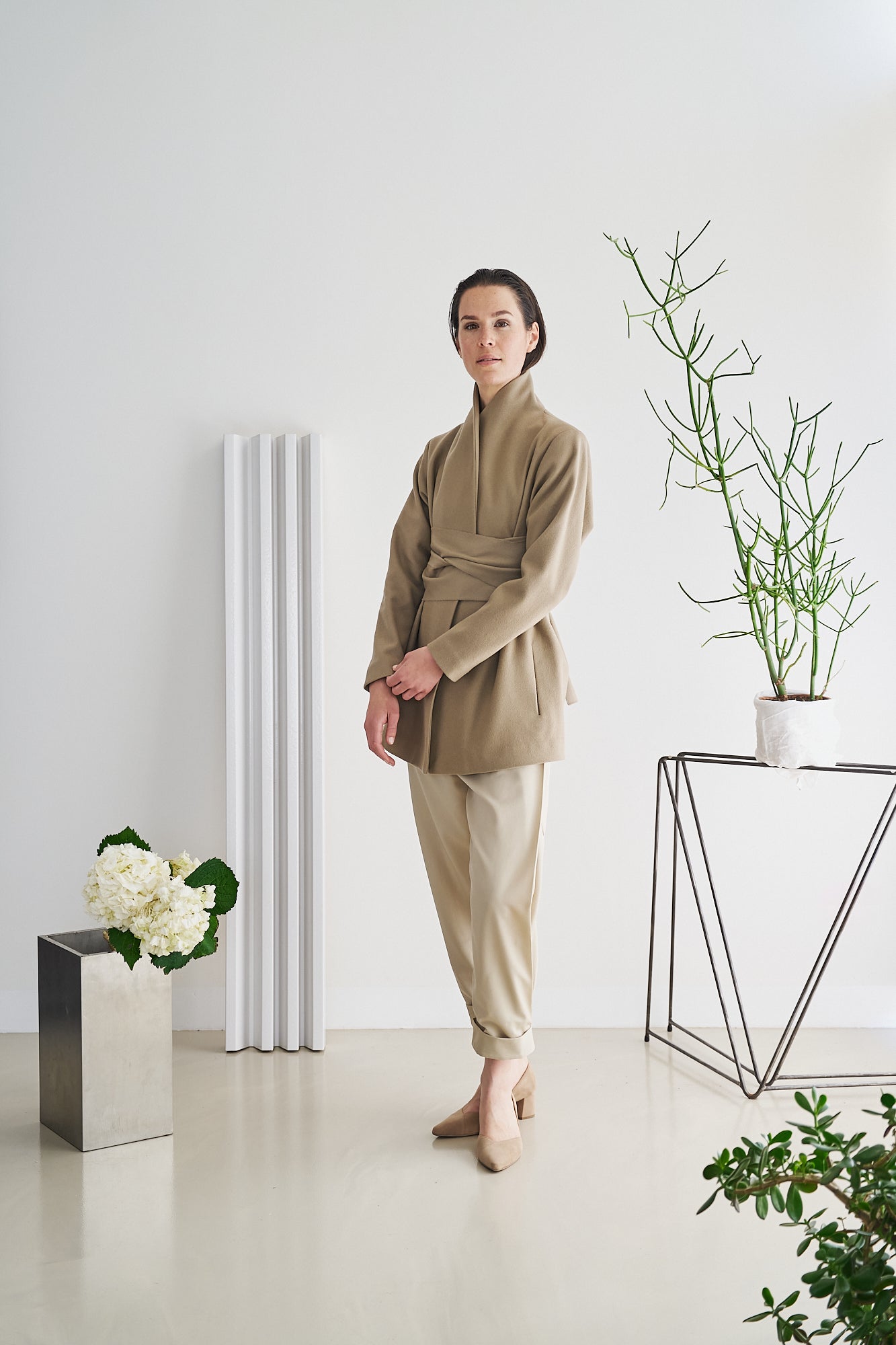 Etherea Summer WOOL WRAP BLAZER TAUPE