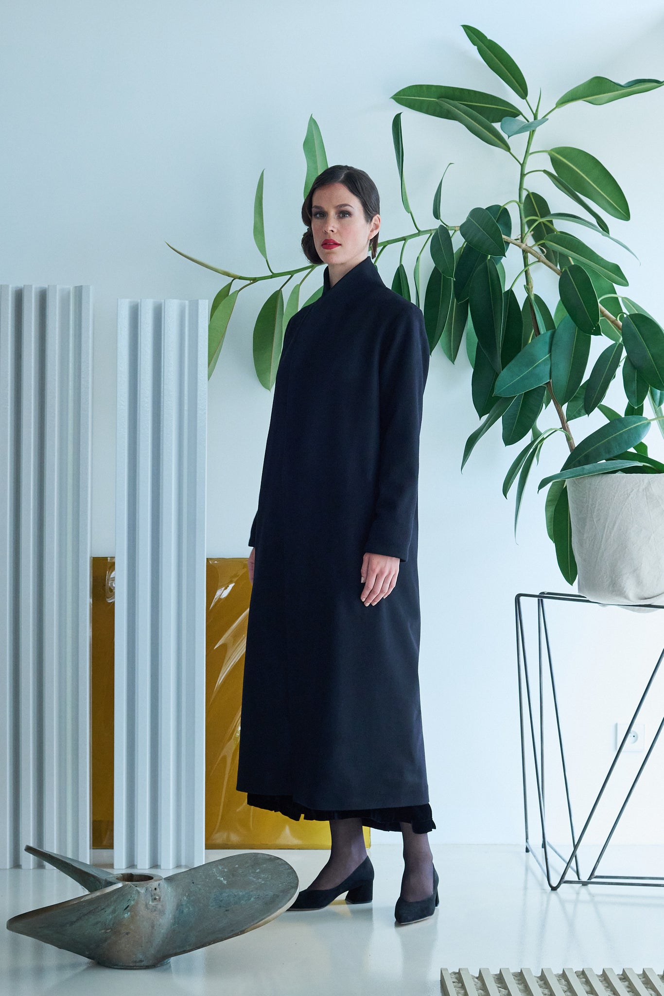 ETHEREA WOOL WRAP COAT BLACK