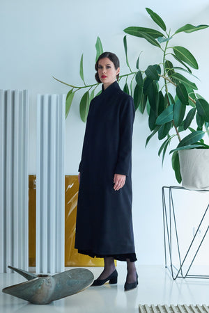 ETHEREA WOOL WRAP COAT BLACK