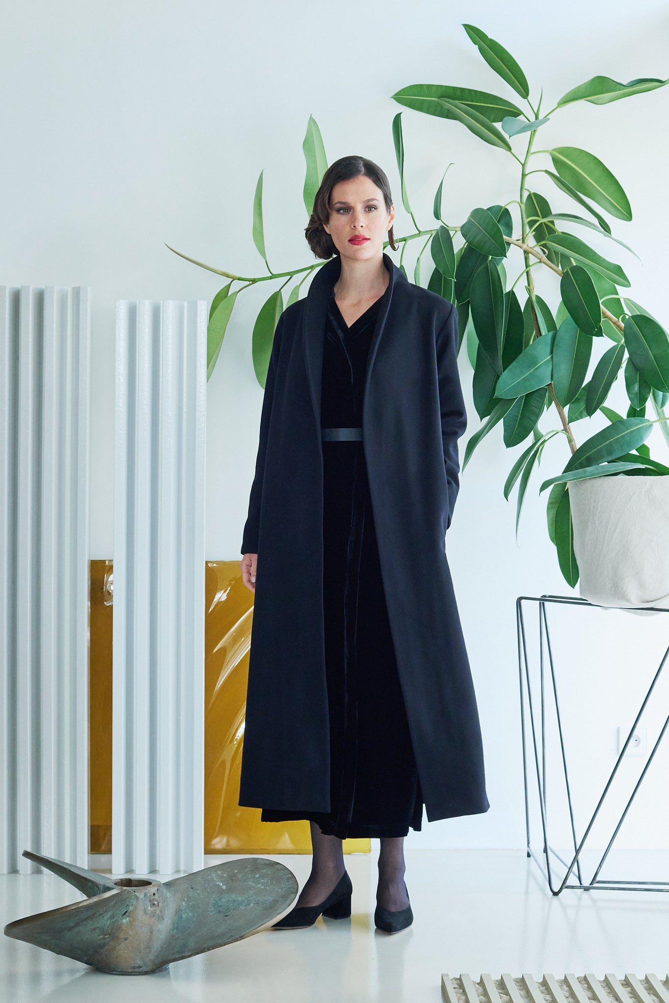 ETHEREA WOOL WRAP COAT BLACK