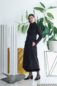 ETHEREA WOOL WRAP COAT BLACK