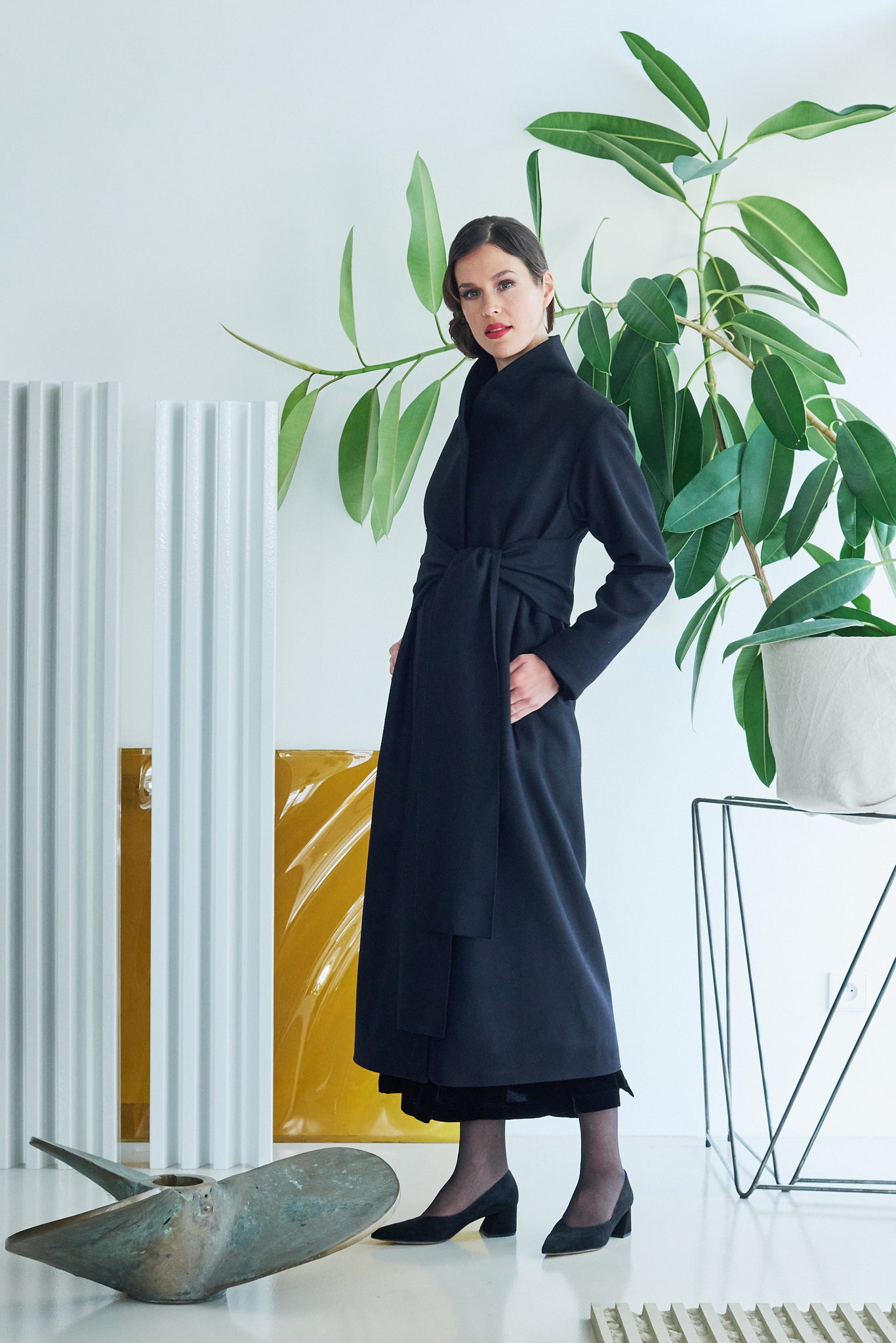 ETHEREA WOOL WRAP COAT BLACK