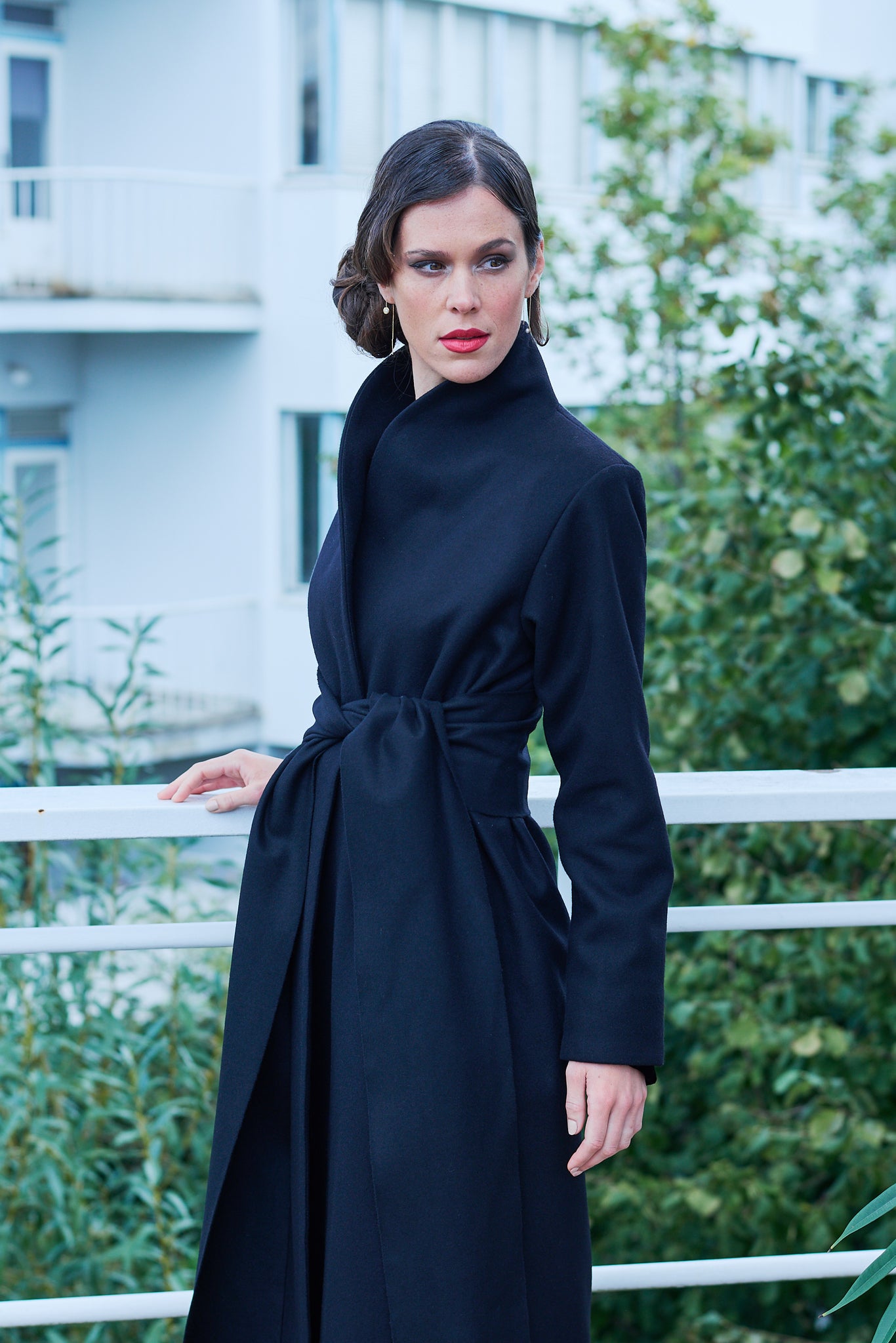 ETHEREA WOOL WRAP COAT BLACK