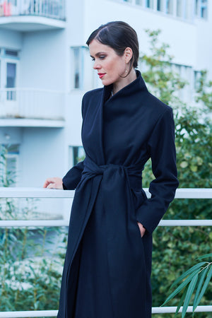 ETHEREA WOOL WRAP COAT BLACK