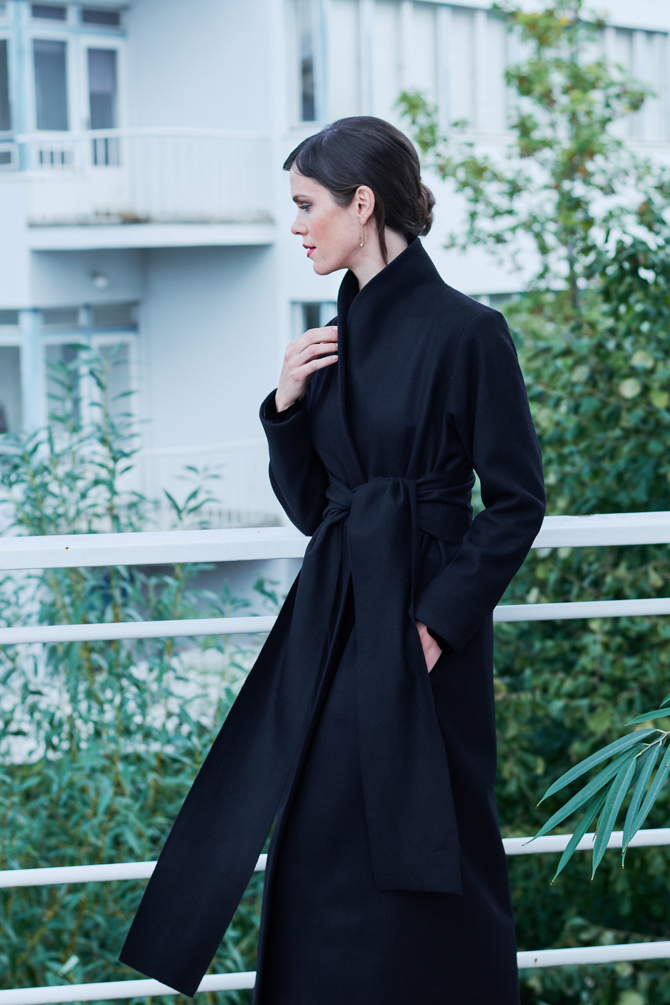 ETHEREA WOOL WRAP COAT BLACK