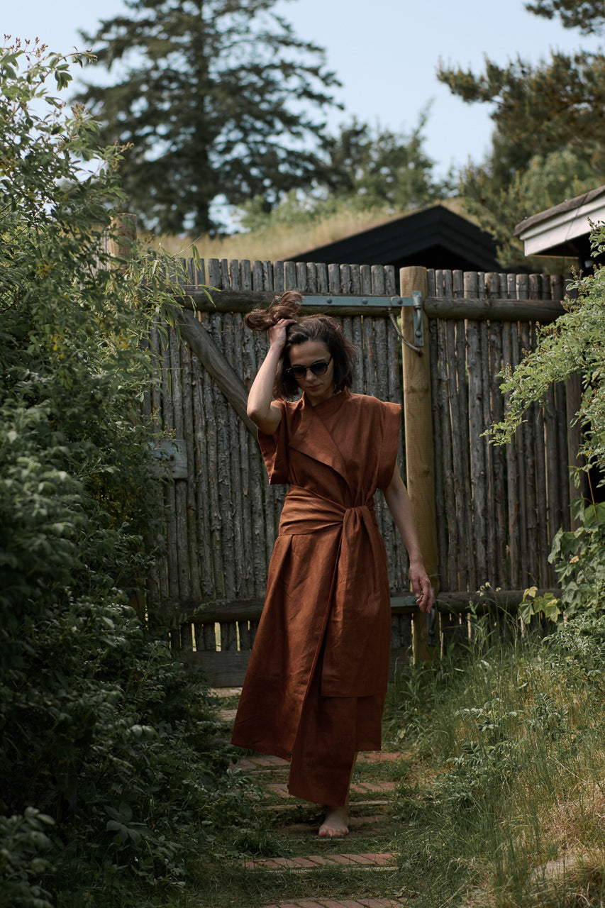 Stagvending Wrap Dress Terracotta Clay