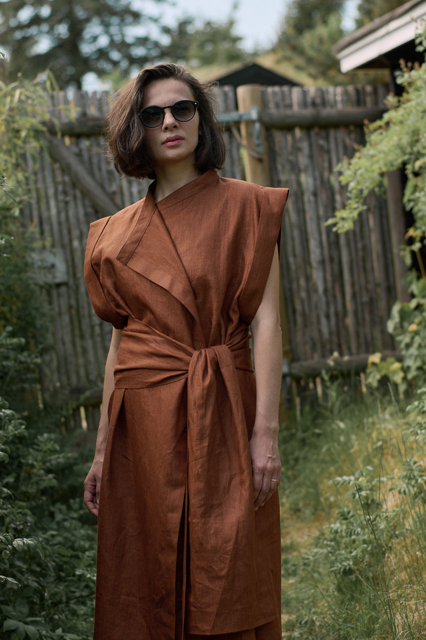 Stagvending Wrap Dress Terracotta Clay