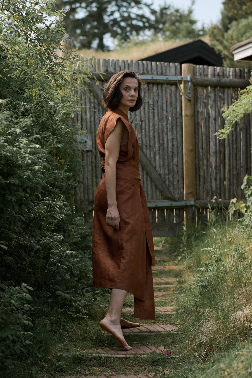 Stagvending Wrap Dress Terracotta Clay