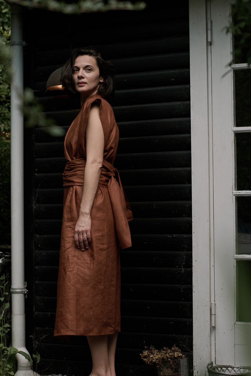 Stagvending Wrap Dress Terracotta Clay